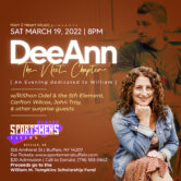 Dee Ann “The Next Chapter” 8pm $20 Proceeds to Benefit The William Tompkins Scholastic Fund
